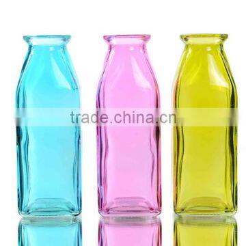 Square Shape Transparent Colored Glass Vases