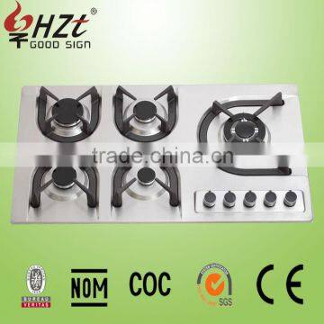 2016 china supplier five burners stainless steel hot gas cooker