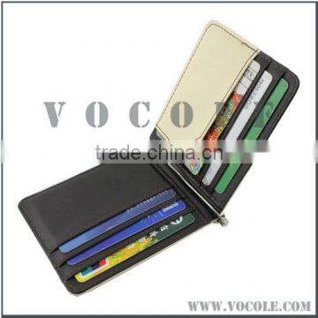 chunky jewelry double colors genuine leather money clip wallet with card holder