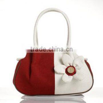 High Quality Jute Material handbag with handmade Flowers for Sale