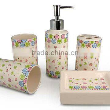 5 pcs full printing ceramic bathroom accessory