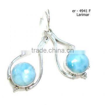 Larimar blue stone earrings 925 sterling silver jewelry wholesale jewelry Handmade earrings