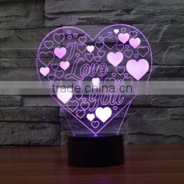 3D Optical Night Light Love 7 RGB Light Colors 10 LEDs AA Battery or DC 5V Mixed Lot photo-2