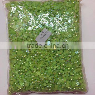 resin olive AB color half cut pearl,plastic fake pearl for decoration