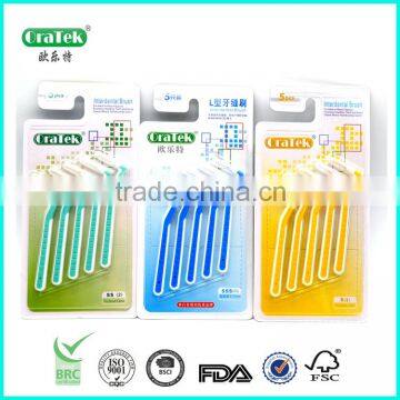 L shaped teeth gap cleaner brush with individual cap