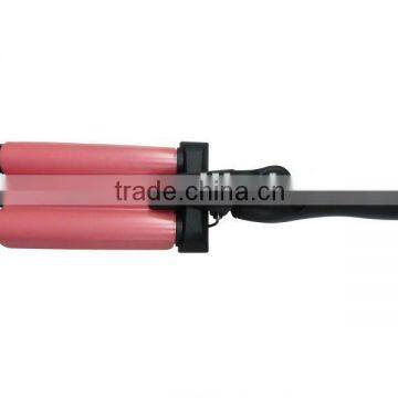 Professional LCD ceramic 3 barrel curling iron