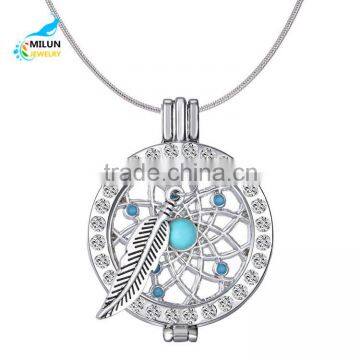 Bohemian locket necklace Europe and America creative dreamcatcher DIY coin pendant necklace