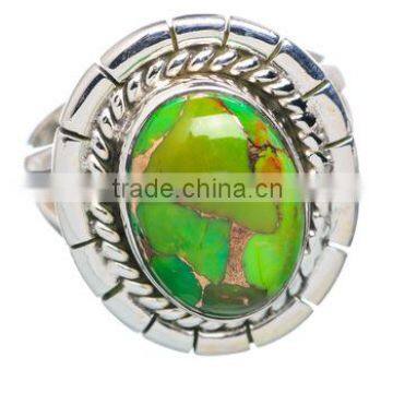 Hot Selling 925 Sterling Silver Green Copper Turquoise Jewelry Ring Wholesale Price