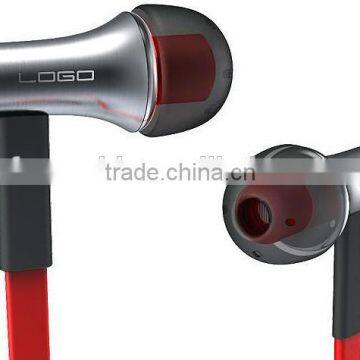 Black factory flat cable 3.5mm mono earphone with high performance sound