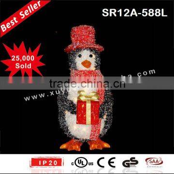 3D tinsel LED crystal christmas penguins with gift box light Decoration (Outdoo, GS/CE/UL) SR12A-588L