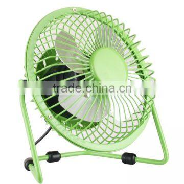 High quality strong wind 4 inch full metal aluminum blades USB mini desk fan with on/off switch