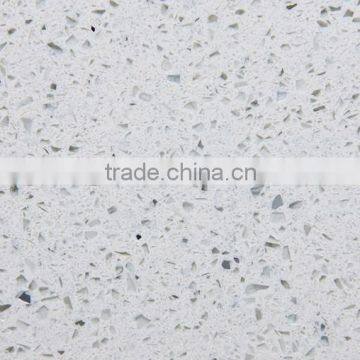 Engeneered high quality white with mirror quartz stone