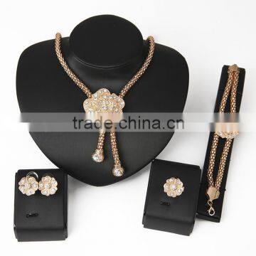 Fashion 2016 Wedding Gold Jewelries Crystal Rose Flower Statement Bib Jewelry Sets Monkey Jewelry