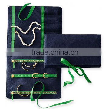 travel linen Jewelry roll organizer bag case