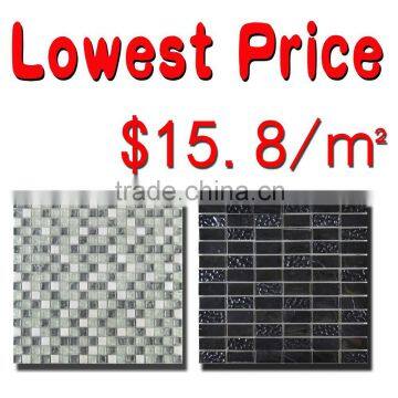 glass mix stone mosaic 8mm with global lowest price