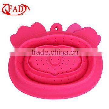 Red Hello Kitty Folding Baskets for Sale, Storage Vegetable Fruit Silicone Multifunctional Basket