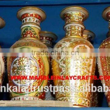 Gold Painted Marble Flower Vase