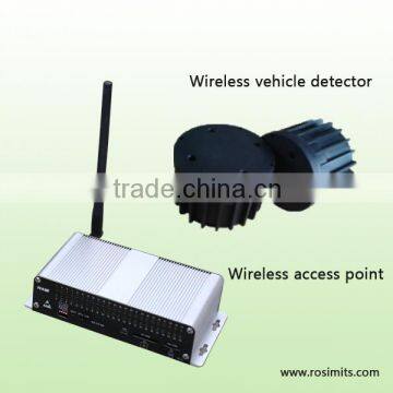 Magnetic wireless vehicle detector with wireless traffic control light network for car traffic counter