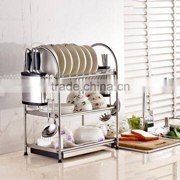 3 tier dish rack / kitchen sink corner dish plate drying rack