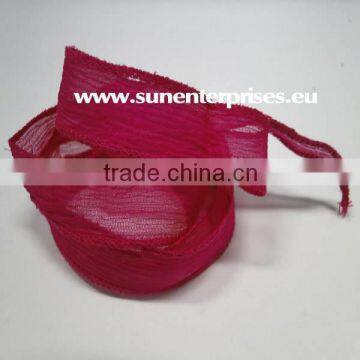 Silk Chiffon Tapers dark pink Hand dyed silk cords