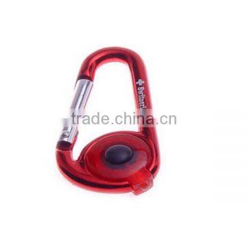 alumininium shinny color carabiner with flashlight