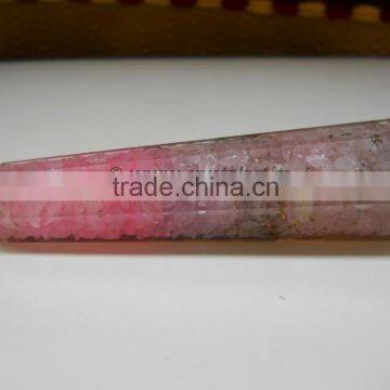 ROSE QUARTZ FACETED POINT ORGONE MASSAGE WAND