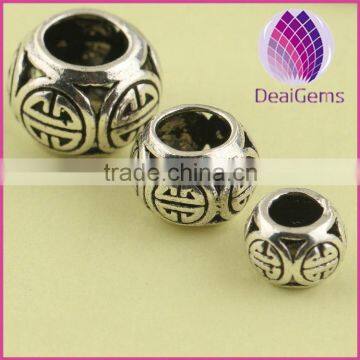 carved solid 925 sterling silver round loose beads buddha charm beads