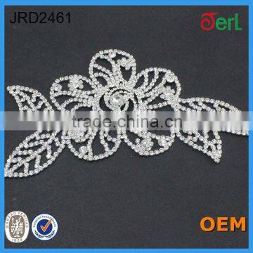 New designs flower shape rhinestone applique for wedding anniversary dresses