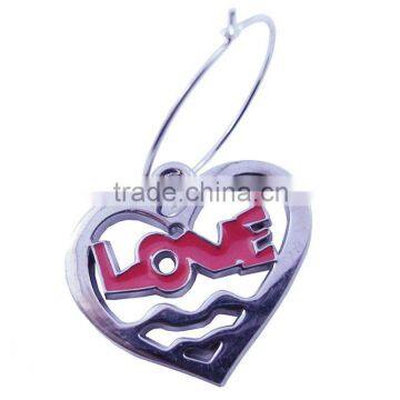 Fashion Metal Heart Wine Charm