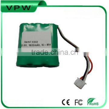 China Battery Supplier Rechargeable NIMH AA 3.6V 1600mAh Battery pack for Cordless Phone