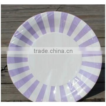 Lavender and White Stripe Paper Plates Pack includes 12 paper plates Size 9" (23cm)