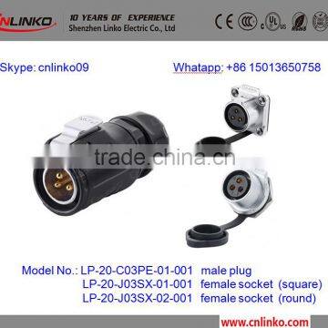 M20 IP68 3pin power connector for solar inverter