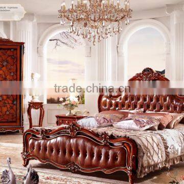 Classic bedroom furniture of wood carving solid wood queen bedroom set