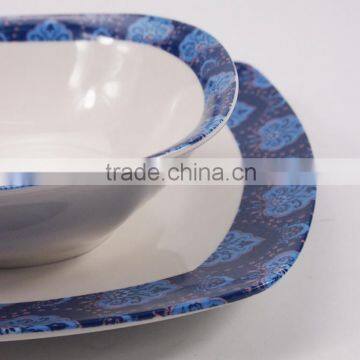 Vintage Blue Floral Printed Kitchen Porcelain Dinnerware Set Ceramic