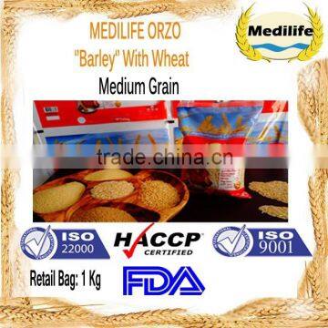 High quality Orzo Barley 100% Durum Wheat semolina flour. Premium quality Orzo. Orzo Barley Medium Grain Bag 1Kg.