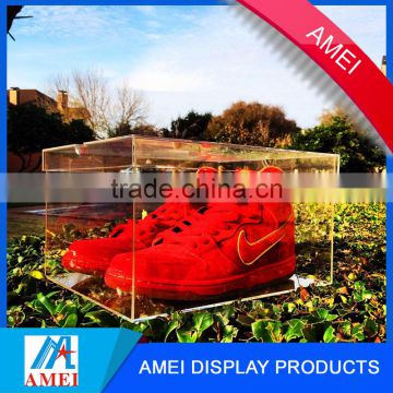 2016 Visible Dustproof acrylic nike shoes display box with label