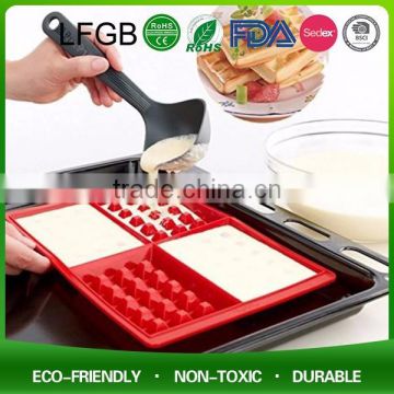 Best selling DIY waffle dessert good helper 4 holes silicone waffle cake mould silicone cookie baking pan silicone muffin mold