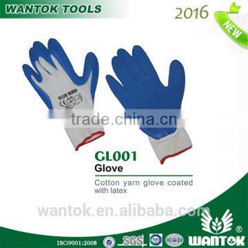 Gotton yarn glove coated with latex