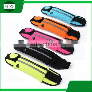 wholesale logo printed reflective waterproof led cell mobile phone gym sports running belt elastic waist bag with water bottle