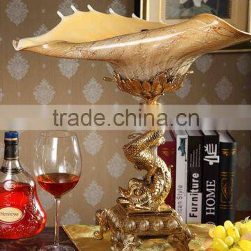 Ichthyosaur Shape Home Decorative Tray, Royal Brass With Crystal Art Tray (BF01-0205-1) photo-2