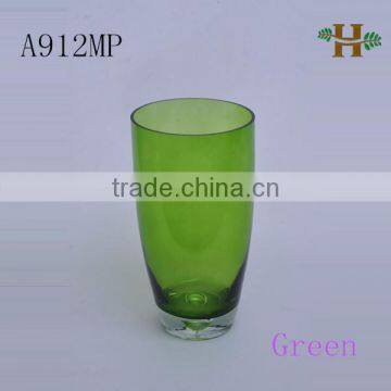 Handmade Cone Cylinder Shaped Glass Vase, Colored Home Use Glassware With the Bubble Base photo-4
