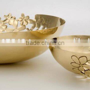 Copper Decorative serving bowl,Copper plated serving bowls, Flower cut dry fruit decorative bowl