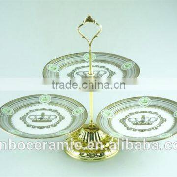Green Cake Stand Ceramic / Porcelain , 3 Tier Porcelain Cake Stand photo-2