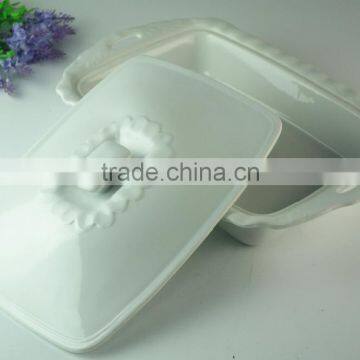 Stocked White Serveware Porcelain Serving Soup Tureen With Lid Cooking Rectangle Tureen for Restaurants and Home Use photo-2