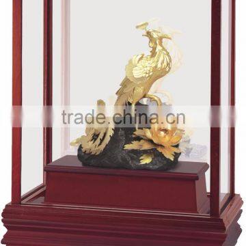 Gold foil peacock statue in Display box promotion gift