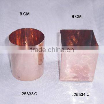 Hammered copper votive in mirror polish