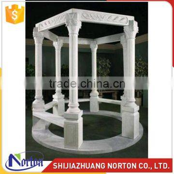 Hand carved white marble gazebo for garden decoration NTGM-001LI