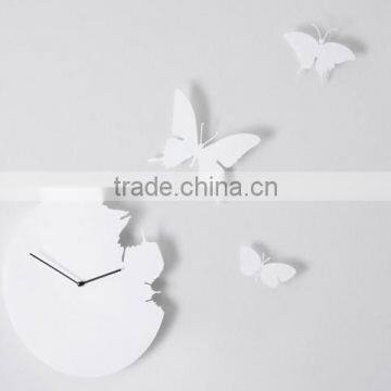 White Acrylic Butterfly Wall Clock