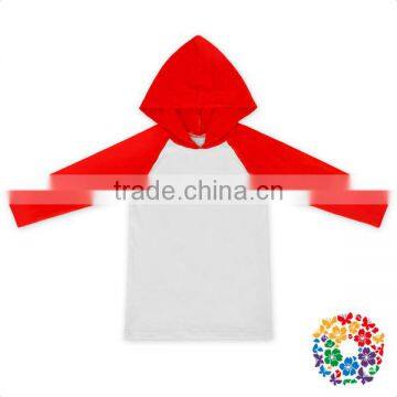 hot sale fall baby girls/boys outfit red raglan long sleeve cotton hoodies