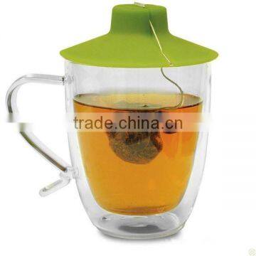 High quality clear glass tea infuser cup with handle with lid